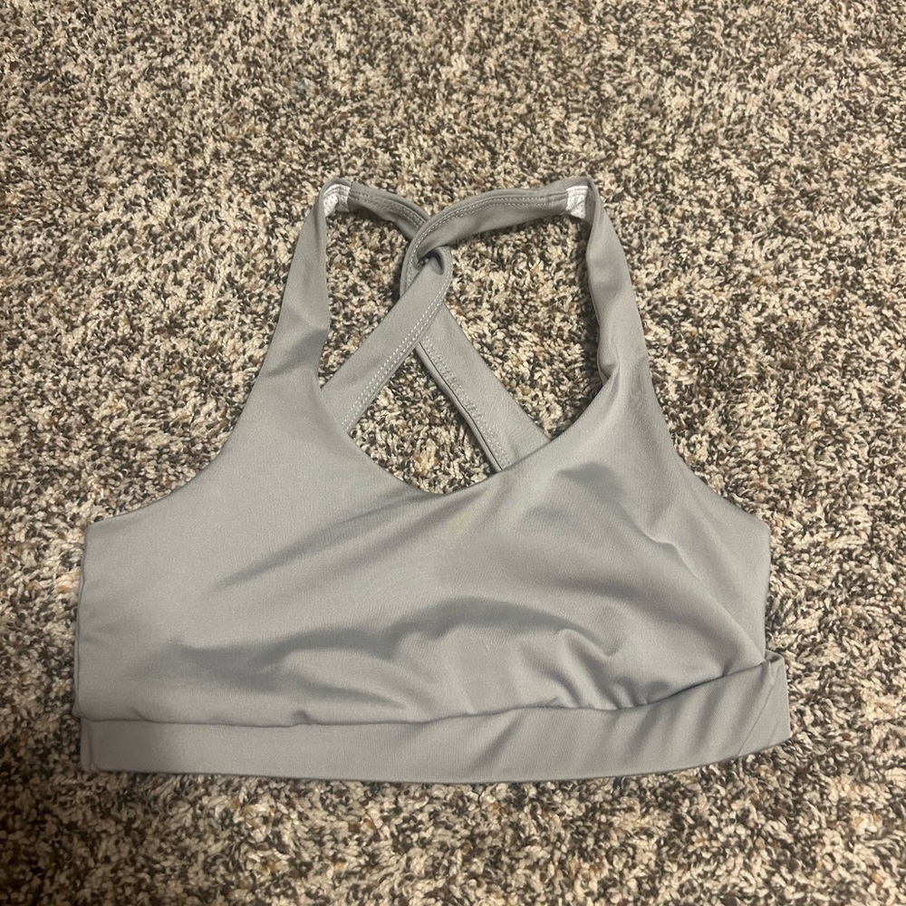 SHEIN Gray Cross-Back Sports Bra